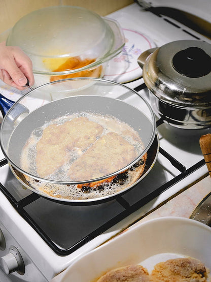 3Pcs Splatter Guard with Handle Stainless Steel Mesh Splatter Screen Splash-Proof Oil Splatter Guard Temperature Resistant Splatter Screen Strainer 9.8 in+11.4 in+13 in for Cooking Frying Pan