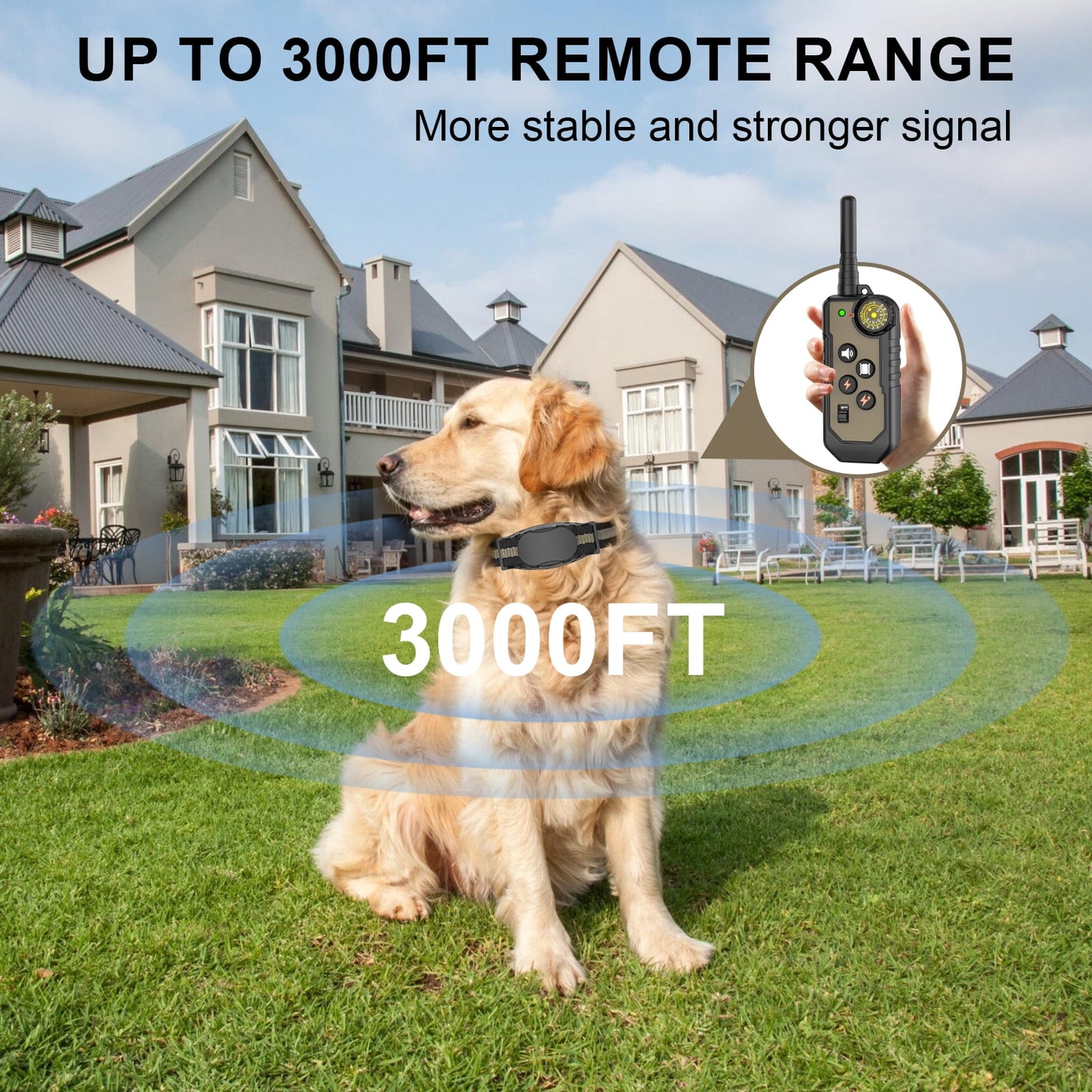 Dog Shock Collar - AUOSHI 3000FT Dog Training Collar with Remote Control IP67 Waterproof with 4 Training Modes, Rechargeable E-Collar for Large Medium Small Dog