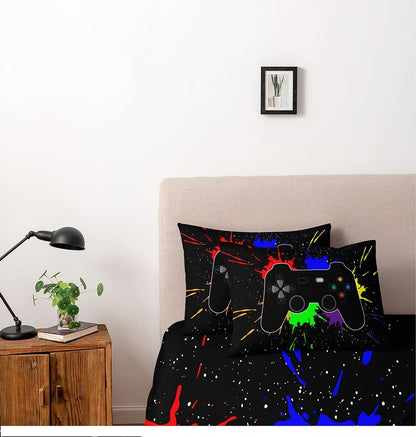 Gamer Duvet Cover Set Twin Size for Teen Boys Bedroom, 1 Duvet Cover + 1Pillowcases