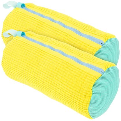 Pluokvzr 2Pcs Shoe Laundry Bags,Shoe Washing Bags,Shoe Washing Machine Bag for Sneaker Gym Shoes,with Zipper,Yellow,15.21" x 7.41"