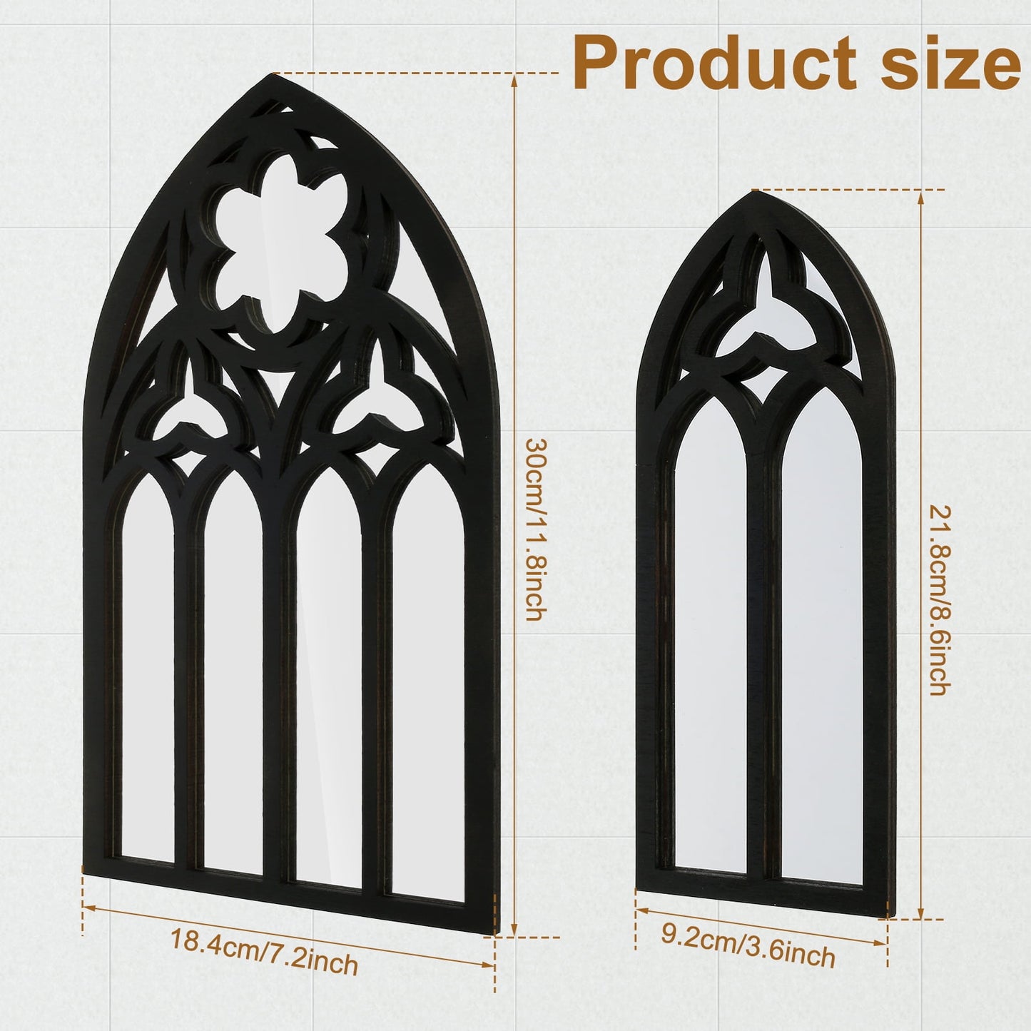 Qenwkxz 3PCS Wall Arch Mirrors Set Gothic Wall Mirror Decor Cathedral Arched Mirror Decor Decorative Arched Wall Mirror for Living Room Bedroom Entryway Bathroom Vanity