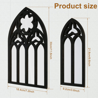 Qenwkxz 3PCS Wall Arch Mirrors Set Gothic Wall Mirror Decor Cathedral Arched Mirror Decor Decorative Arched Wall Mirror for Living Room Bedroom Entryway Bathroom Vanity