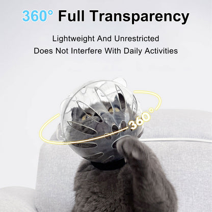 Cat Muzzle and Boots Anti Bite Cat Breathable Hood Anti-Licking Clear Cat Helmet with Paw Cover Reusable Pet Space Hood Portable Cat Astronaut Helmet Anti-Scratch Paw Shoes for Bath Beauty Grooming
