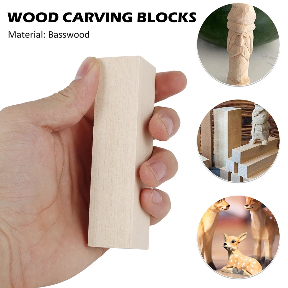 FUYGRCJ 10 Pack Basswood Carving Blocks, 4x1inch Whittling Wood Blocks for Crafts, Soft Wood Carving Blocks Cube Kit, Bass Wood Unfinished Wooden Blocks for Beginners to Advanced Carvers