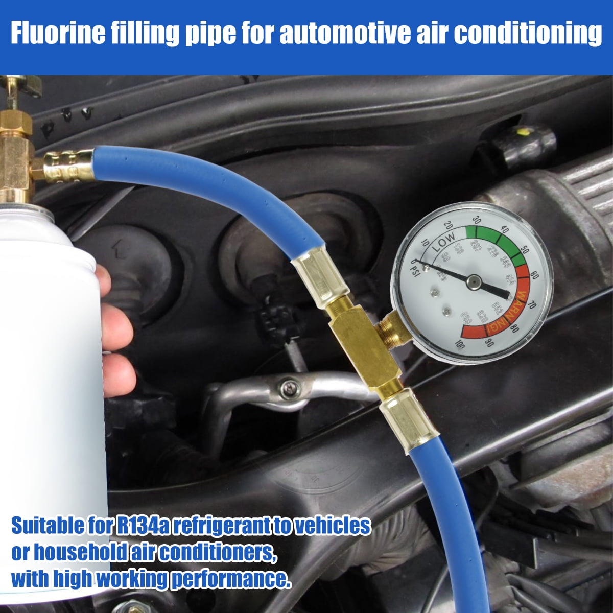 verlacod Refrigerant Charge Hose Professional R134a Self-Sealing Recharge Hose with Gauge and 1/2 Acme Threads Stable Air Conditioner Recharging Hose