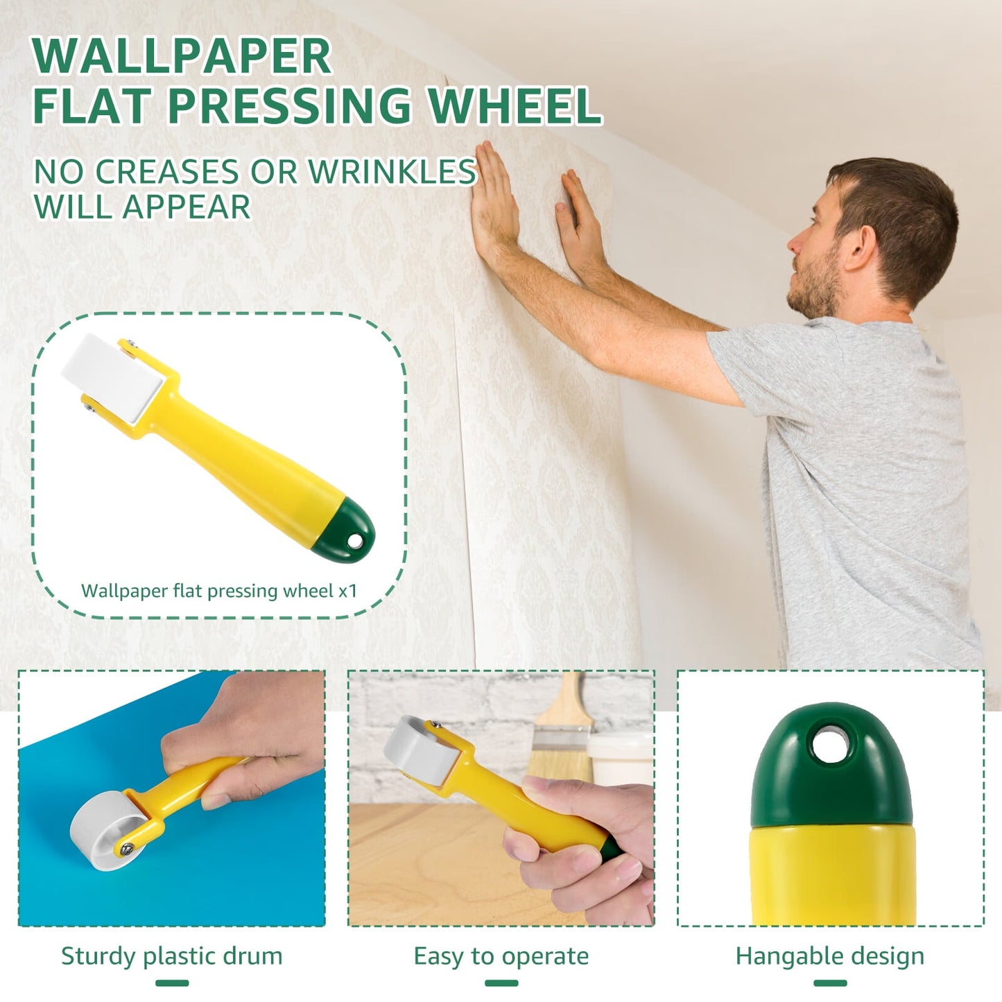 OKYMOTOR 11Pcs Wallpaper Smoothing Tool Kit Reusable Flexible Wall Paper Peal and Stick Tool with Seam Roller Tape Measure Scraper for Window Film Vinyl Wrapping Paper