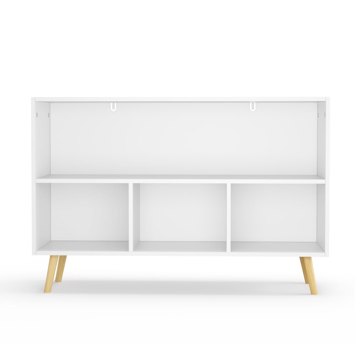 Toy Storage Organizer with Book Shelf for Boys Girls, Children Toy Storage with 3 Collapsible Fabric Drawers, 35''L Wooden Storage Chest for Bedroom Playroom Living Room, White/Gray