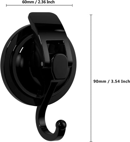 Wekvgz Socont Removable Suction Cup Hooks (2 Pack), Black Heavy Duty Vacuum Shower Hooks, Powerful Wreath Hanger for Bathroom Restroom Kitchen