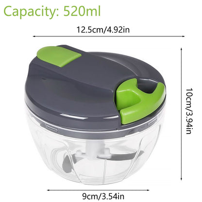 Hvxrjkn 520ml Manual Food Chopper Hand Pull String Vegetable Cutter Onions Garlic Chopper Portable Food Mincer for Garlic Ginger Fruits Herbs Nuts Durable Kitchen Food Processor