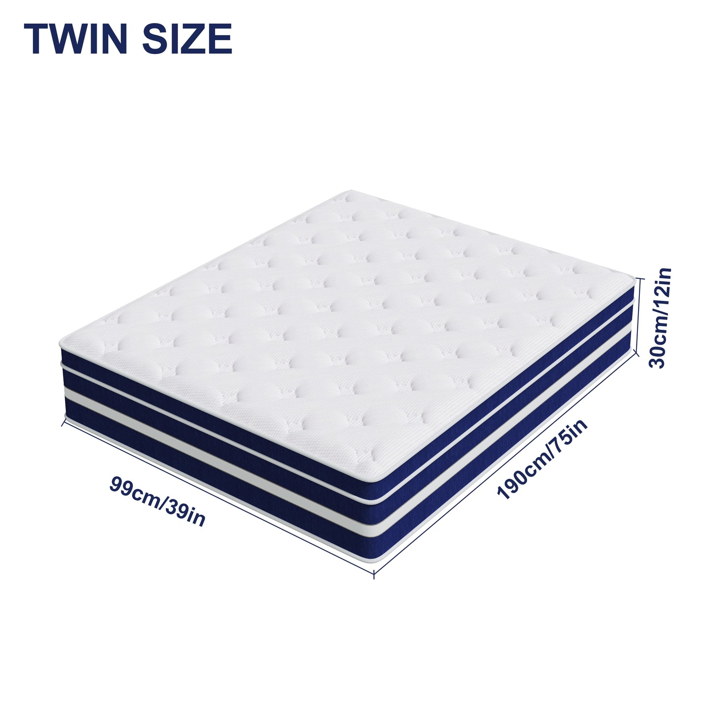 Vantovis Twin Size Mattress in a Box,12 inch Hybrid of Memory Foam and Spring ,Medium Comfort Adult
