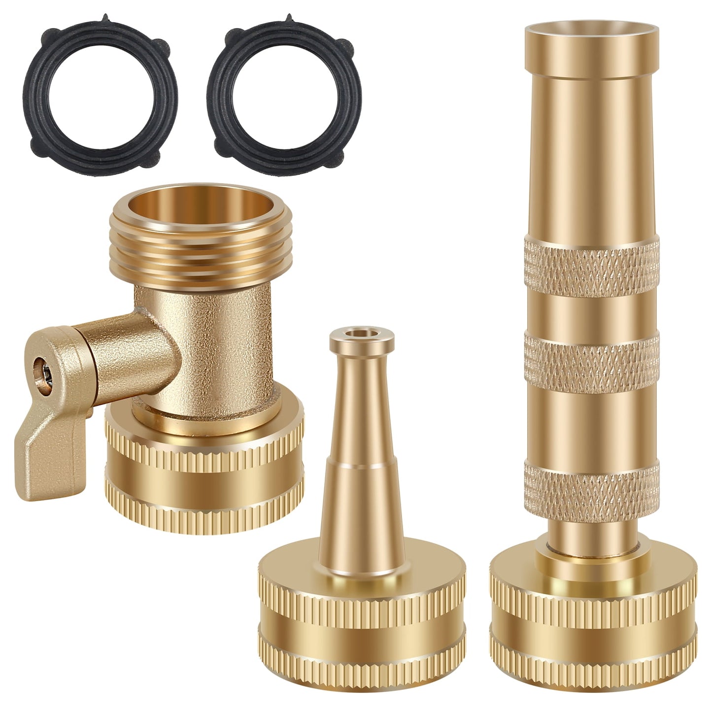 Txkrhwa High Pressure 3/4inch Hose Nozzle, Solid Brass Twist Garden Hose Nozzle Hose, Jet Nozzle Safe Water Hose Sprayer Nozzle with On-Off Valve for Garden Hose