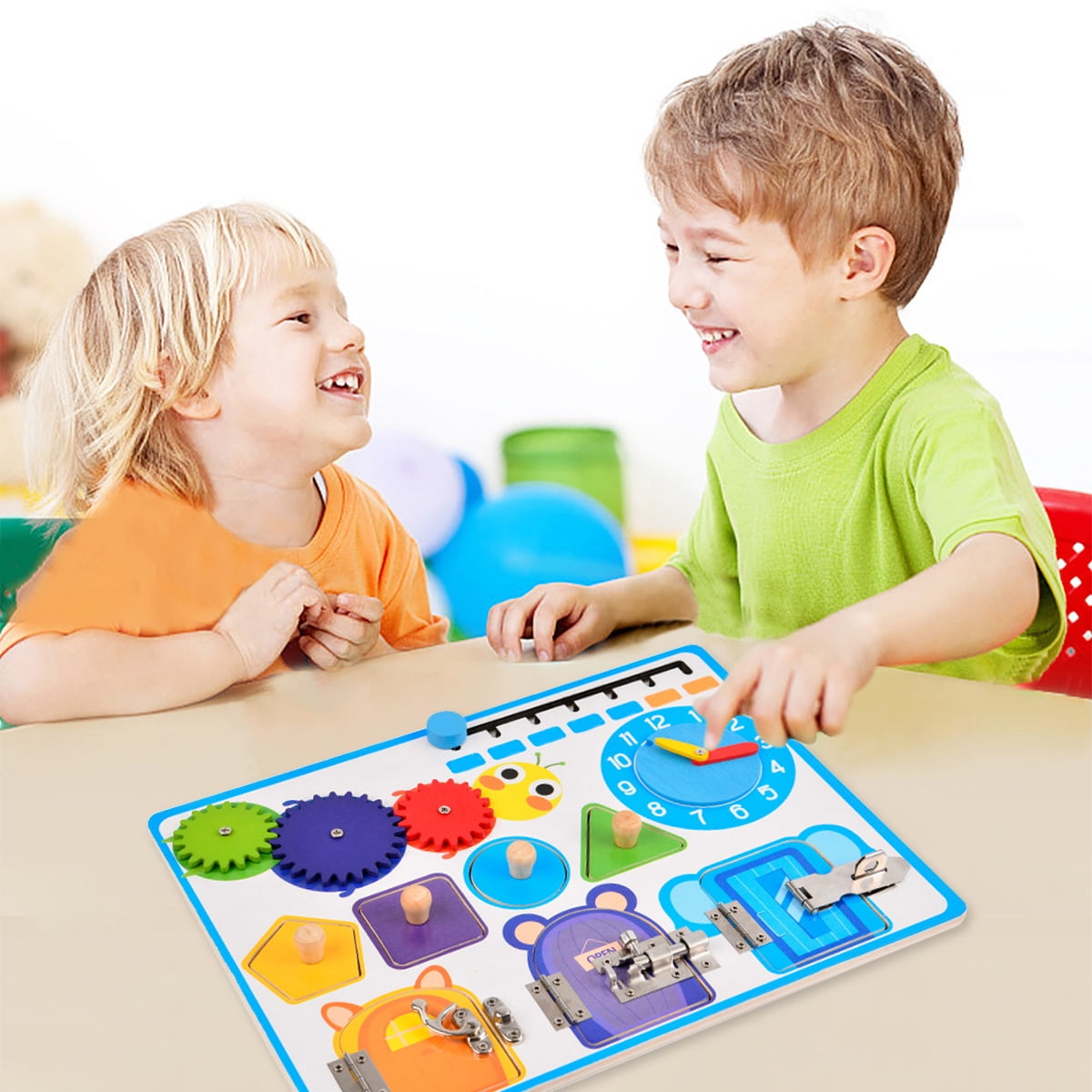 Hvxrjkn Toddler Montessori Busy Board Wooden Sensory Board Toy Portable Locks Latches Board Children Learning Activities Board Toy Kids Baby Early Educational Toy for Preschool Boys Girls