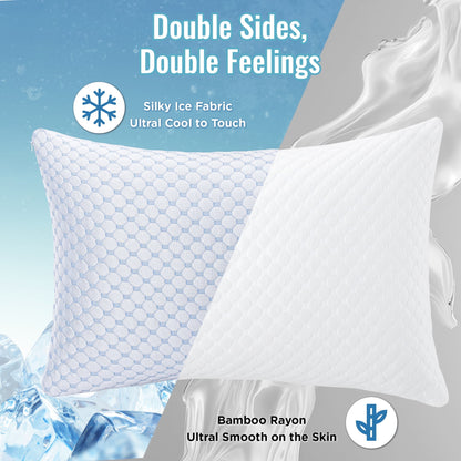Thinway 2 Pack Cooling Pillow for Sleeping, Memory Foam Pillows Cool Bed Pillows Hotel Reversible Pillow with Washable Removable Cover for Back, Stomach or Side Sleepers