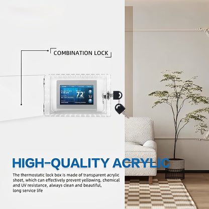 Universal Thermostat Lock Box with Key Clear Acrylic Thermostat Cover Guard with Lock Easy to Install for Home Office School Restaurant 4.7 x 7.3 x 2.2 Inches
