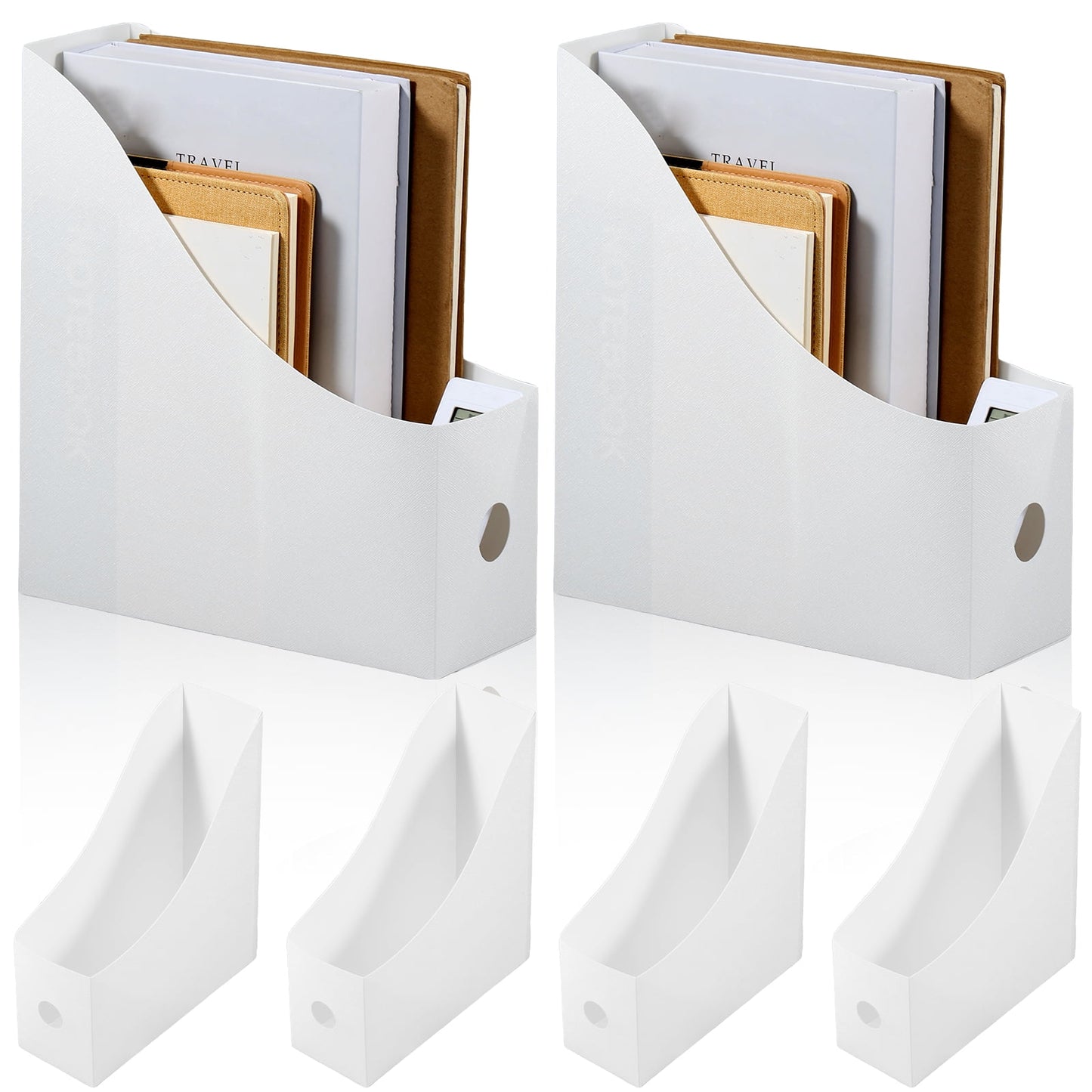FUYGRCJ 6Pcs Magazine File Holder Durable Vertical File Holder Large Capacity Cardboard Magazine Holder Plastic Magazine Rack Multifunctional Magazine Storage Box for Home Office School Desktop