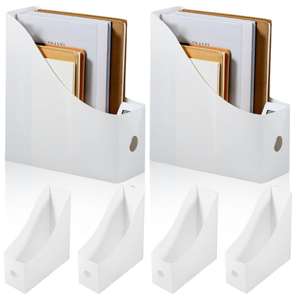 FUYGRCJ 6Pcs Magazine File Holder Durable Vertical File Holder Large Capacity Cardboard Magazine Holder Plastic Magazine Rack Multifunctional Magazine Storage Box for Home Office School Desktop