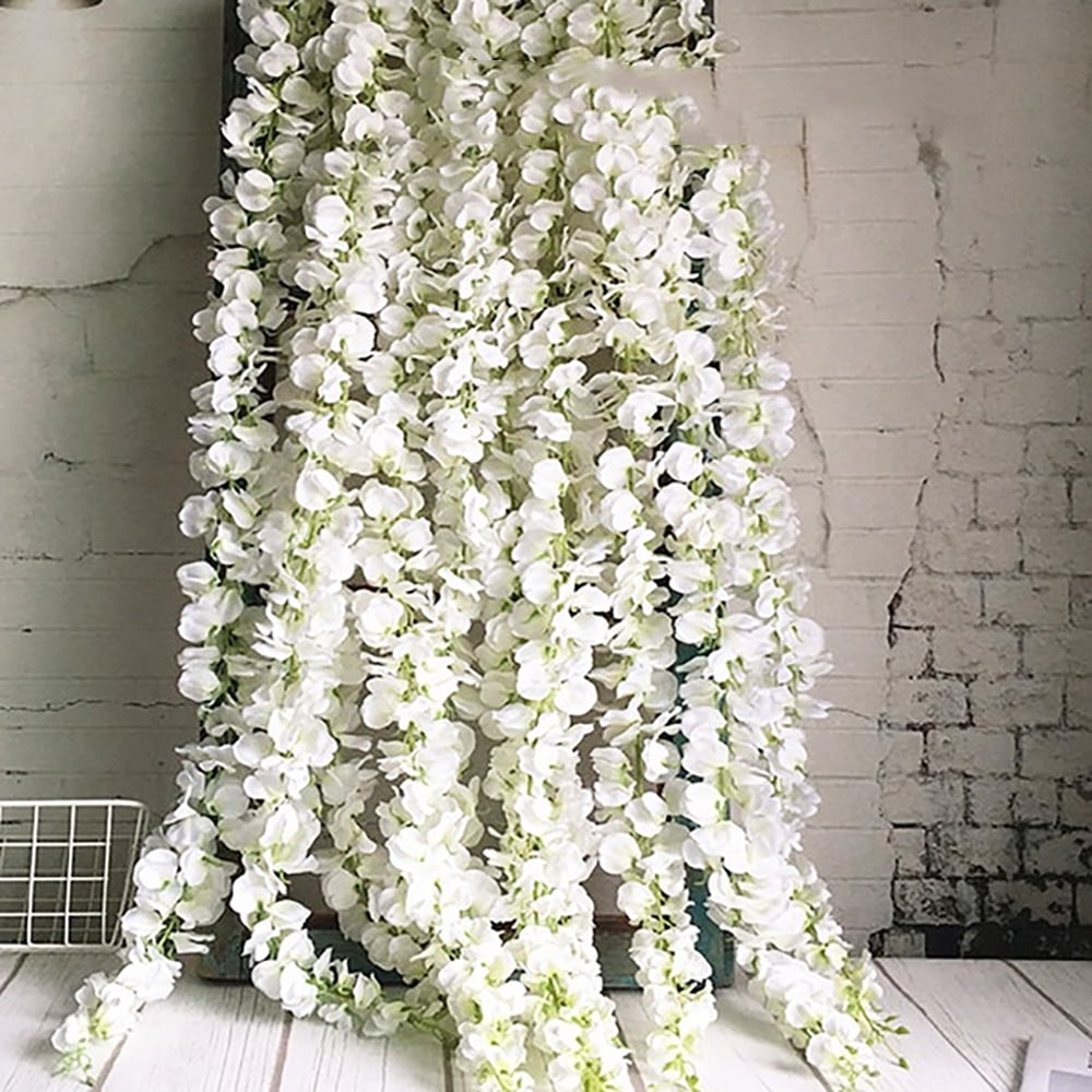 Tcwhniev Garden 20Pack 3.3Feet Artificial Fake Wisteria Vine Hanging Wall Garland Silk Flowers String for Wedding Party Outdoor Greenery Office Decoration