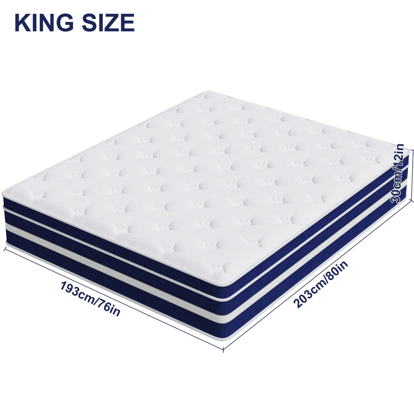 Vantovis King Size Mattress in a Box,12 inch Hybrid of Memory Foam and Spring ,Medium Comfort Adult