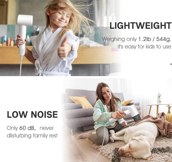 NEXPURE Hair Dryer, 100,000 RPM High Speed Brushless Motor Negative Ion Hair Dryer with Diffuser and Nozzle for Fast Drying, Great for Travel/Gift