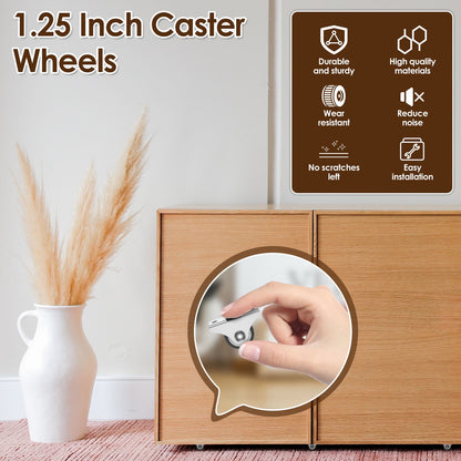 OKYMOTOR 8Pcs Swivel Caster Wheels 1in Heavy Duty Furniture Wheels Load Bearing 8KG Silent Soft Rubber Drawer Wheels Plate Furniture Wheels for Furniture Garage School Home