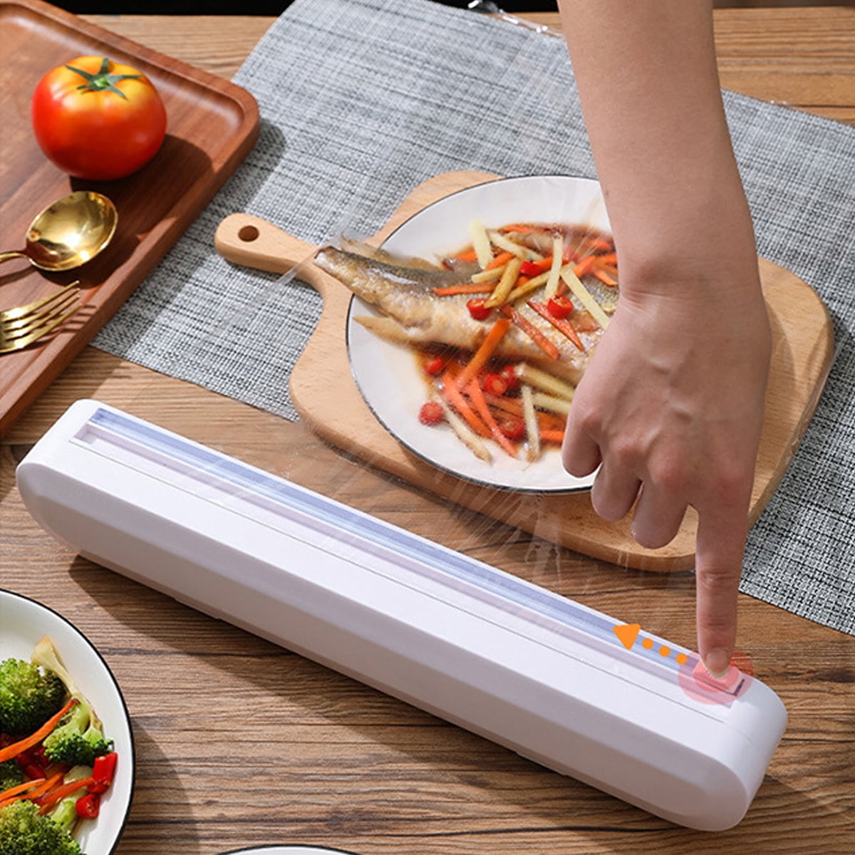 Wrap Dispenser With Cutter, Aluminum Foil Dispenser with Cutter, Sturdy Food Cling Wrap Film Cutter, 14.6x2x2in Wrap Dispenser