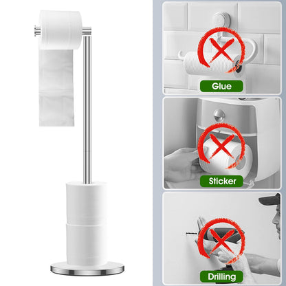 Toilet Paper Holder Freestanding Stainless Steel Foldable,Dispenser for Store Spare Toilet Paper for Bathroom, Washroom,Silver