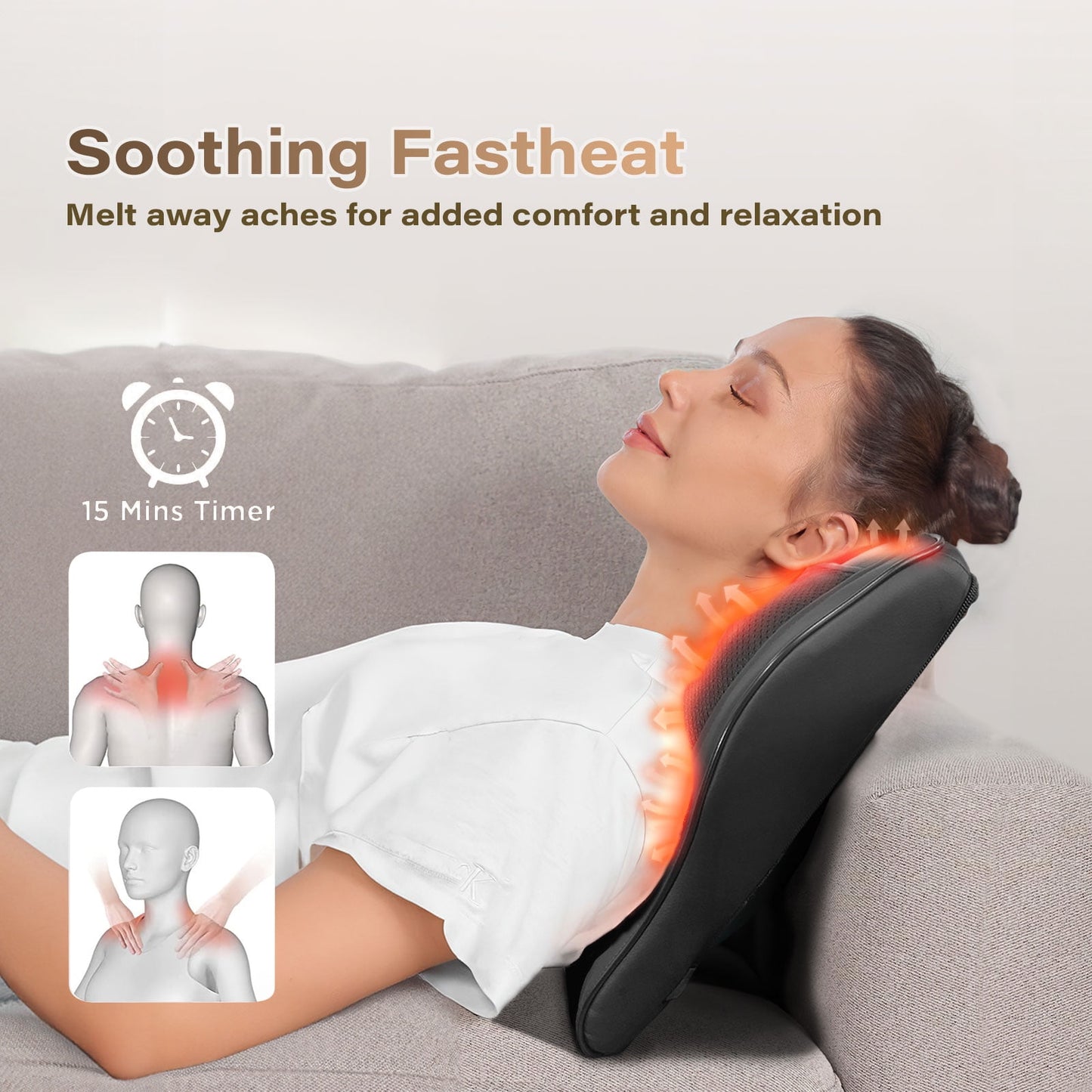 Ikristin Shiatsu Back Massager with Heat, 3D Deep Tissue Kneading Massage Pillow for Neck, Head, Best Gifts