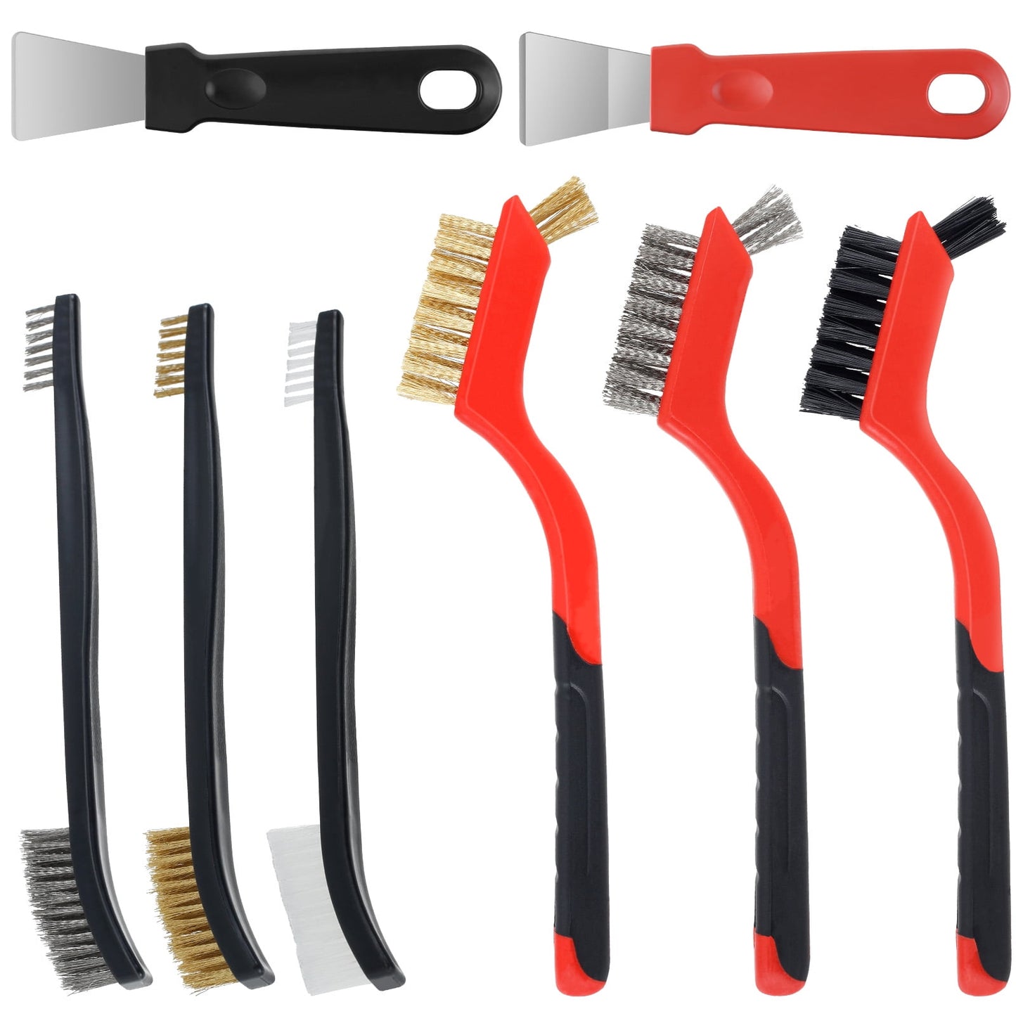 Txkrhwa 8PCS Wire Brush Set with Scraper, Heavy Duty Metal Scraper Brushes, Stainless Steel Scratch Wire Brushes, Stove Scraper Cleaner for Cleaning Rust, Welding Slag, Paint and Dust