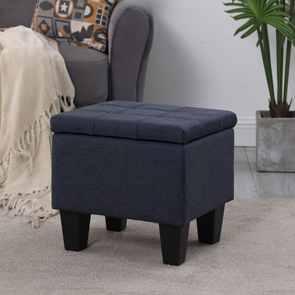 3 in 1 Combination Ottoman, Large Storage Ottoman Bench Set, Tufted Ottoman Linen Bench, Lift Top Storage Ottoman Footrest Stool, Coffee Table for Living Room Entryway Hallway Bedroom, Dark Blue