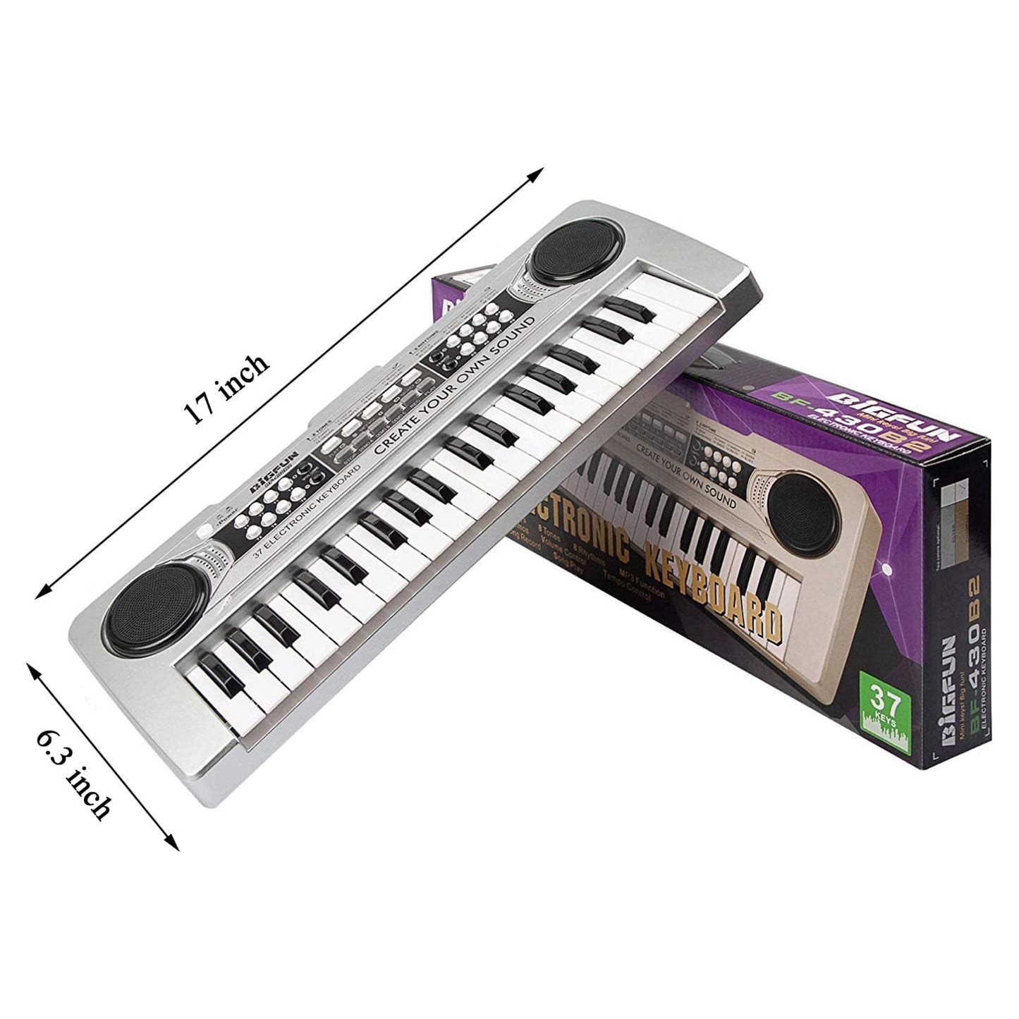 AIMEDYOU Kids Piano, Kids Keyboard 37 Keys Portable Electronic Musical Instrument Multi-Function Music Piano for Kids Early Learning Educational Toy Birthday Xmas Day Gifts (Silver)