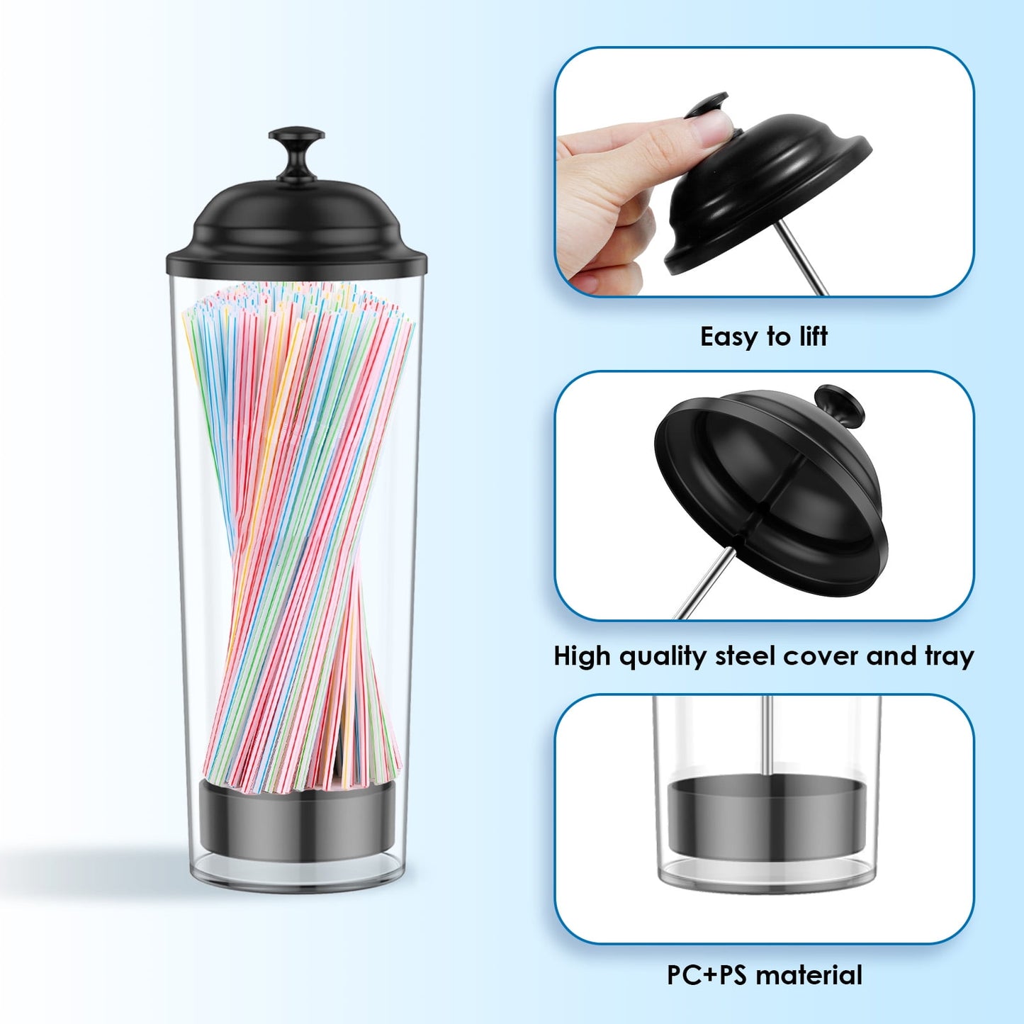 Versatile Straw Organizer Container Convenient Straw Dispenser Straw Holder with Lid for Party Plastic Straw Organizer Container for Bar