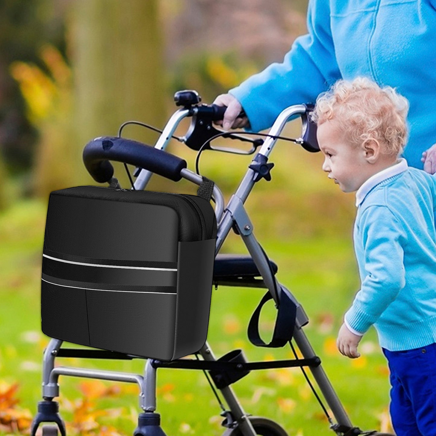 Wheelchair Bag Wheelchair Accessories Large Capacity Wheelchair Backpack Storage Bag with Secure Reflective Strip for Wheelchairs，Walkers