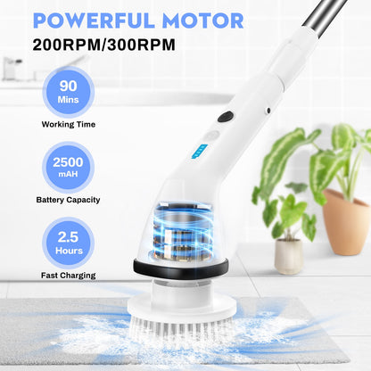 VAVSEA Electric Spin Scrubber,Cleaning Brush for Bathroom,1.5H 300RPM Shower Scrubber Kit for Floor Tile Bathtub,51 inchBathtub,51 inch