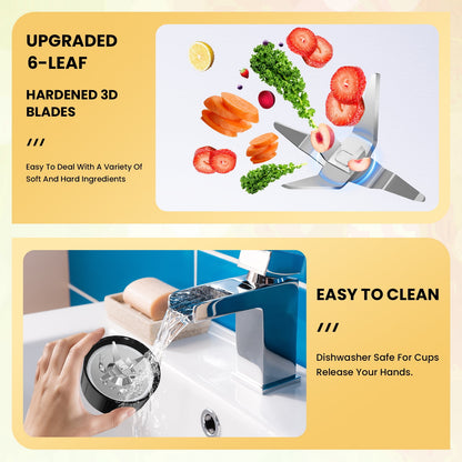 AUOSHI 900W Personal Blender for Shakes and Smoothies Blenders for Kitchen Smoothie Maker with 6 Fins Blades Frozen Drinks Mixer with 2*23 oz To-Go Cups 1*10oz Grinder Cup BPA Free