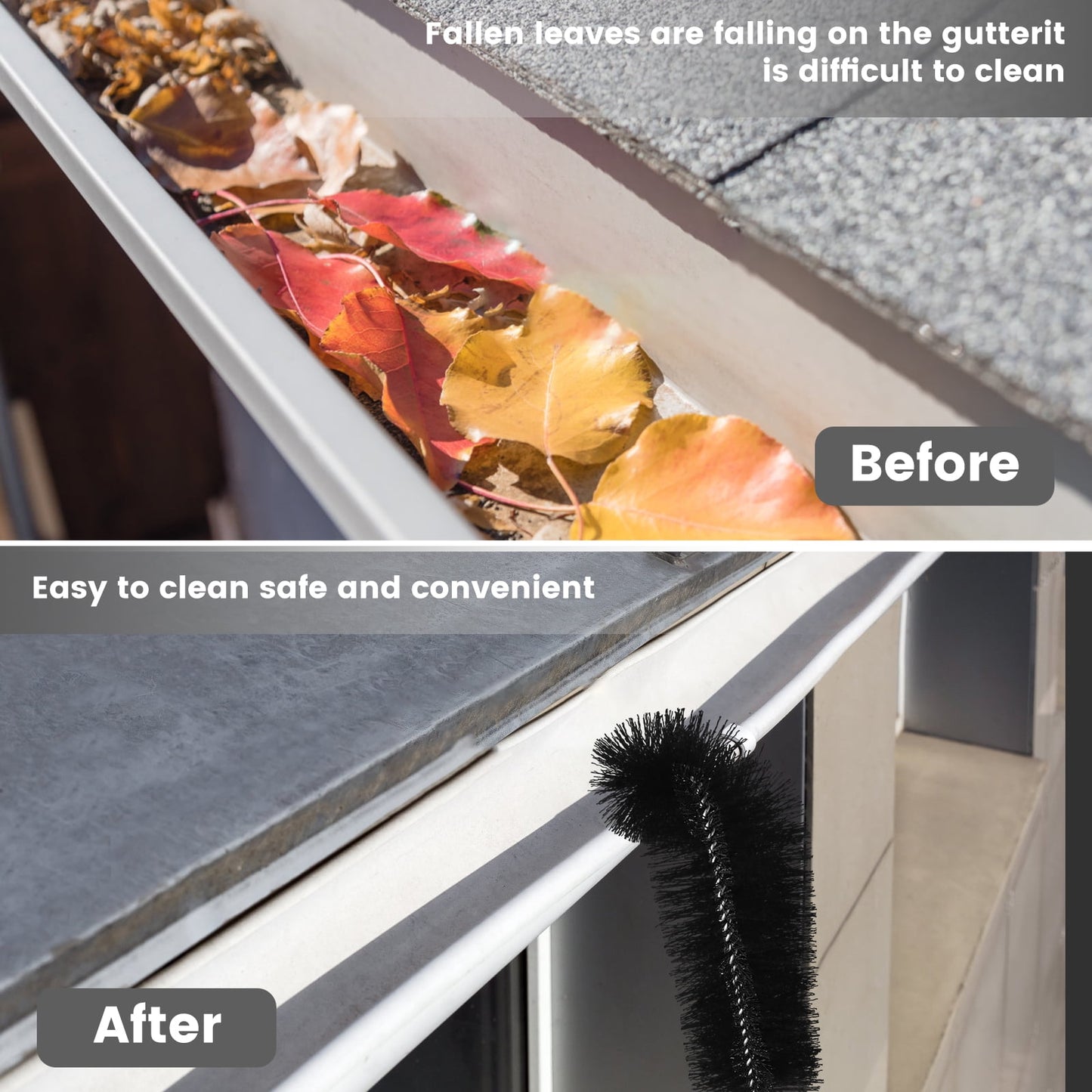Txkrhwa Gutter Guard Cleaning Brush, Extendable Guard Cleaner Tool with 7 Splicing Aluminum Extension Poles, Long Splicing Gutter Cleaning Tools for Easy Removing Leaves and Debris Cleaner