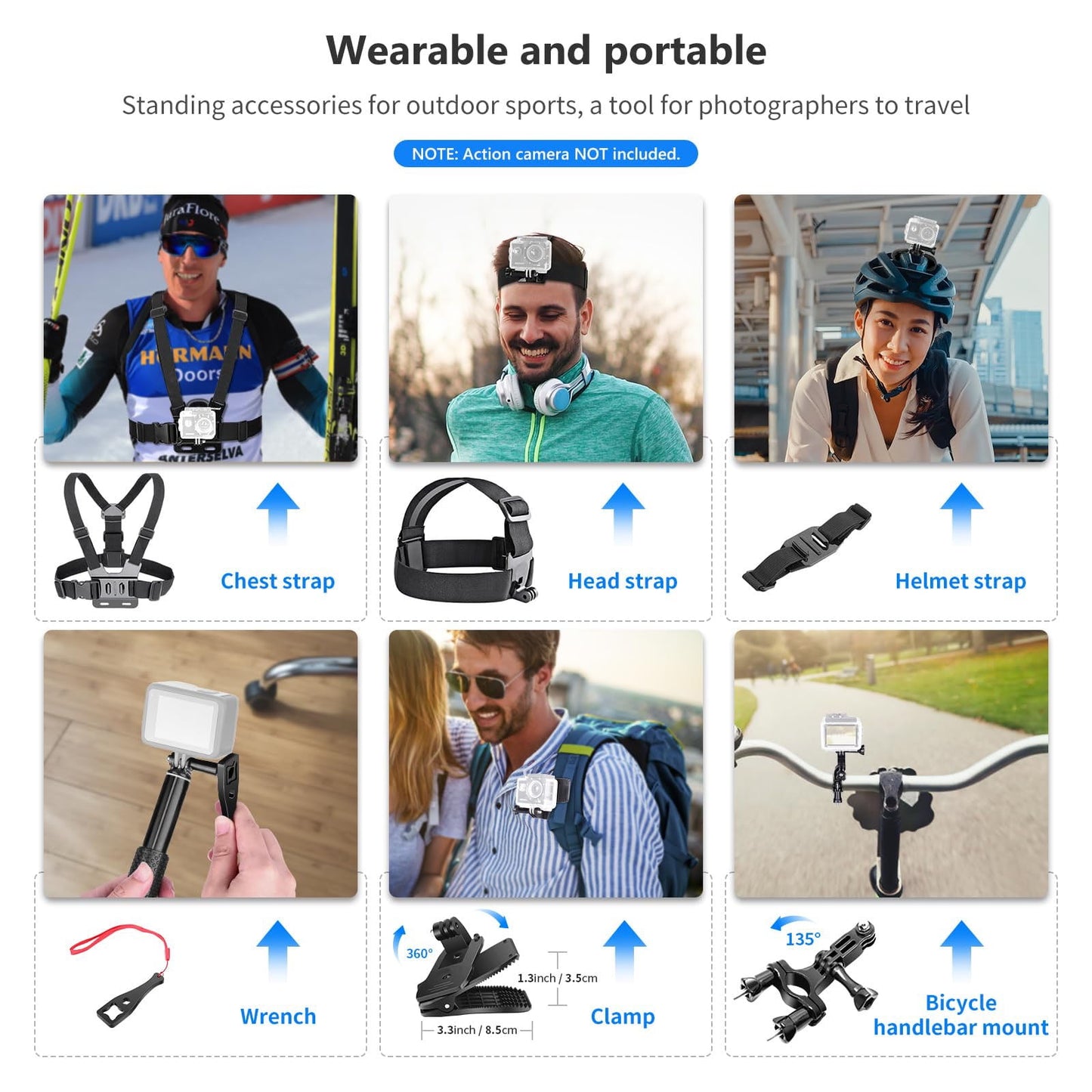 50 in 1 Action Camera Accessory Kit Compatible with GoPro Hero 12 11 10 9 DJI OSMO 4 3 2 Insta360 X3 X2 GO 3 SJCAM DBPOWER AKASO VicTsing APEMAN WiMiUS QUMOX Lightdow Campark Sony Sports DV
