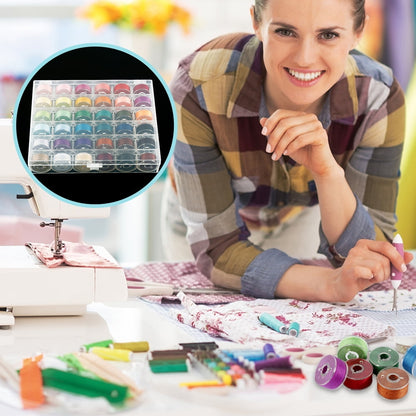 Tcwhniev 36 Pcs/Set Bobbins and Sewing Thread with Case and Soft Measuring Tapes, Basic Sewing Supplies Kit for Beginner Daily Use, Fit for Brother Babylock, Janome, Elna, Singer (Assorted Colors)
