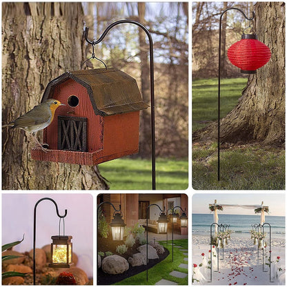 OKYMOTOR 2 Pack Shepherd Crook Hooks Rust-Resistant Metal Shepherd Curled Hook Adjustable Shepherds Garden Outdoor Hanging Plants Hook for Bird Feeder Light Solar Christmas Lights Lanterns