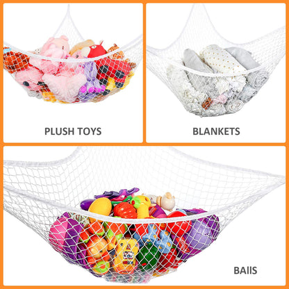 Wekvgz Toy Hammock Stuffed Animals and Toy Storage Hammock Net 70" Wall Sling Corner Extra Large Kids Children Mesh Toy Net Organizer