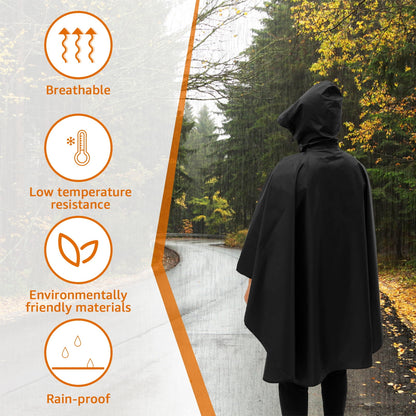 Txkrhwa Waterproof Rain Poncho Jacket with Zipper, Rain Poncho with Storage Bag, Lightweight Rain Coat, Hooded Raincoat Poncho for Men Women Adults Outdoor Camping Travel