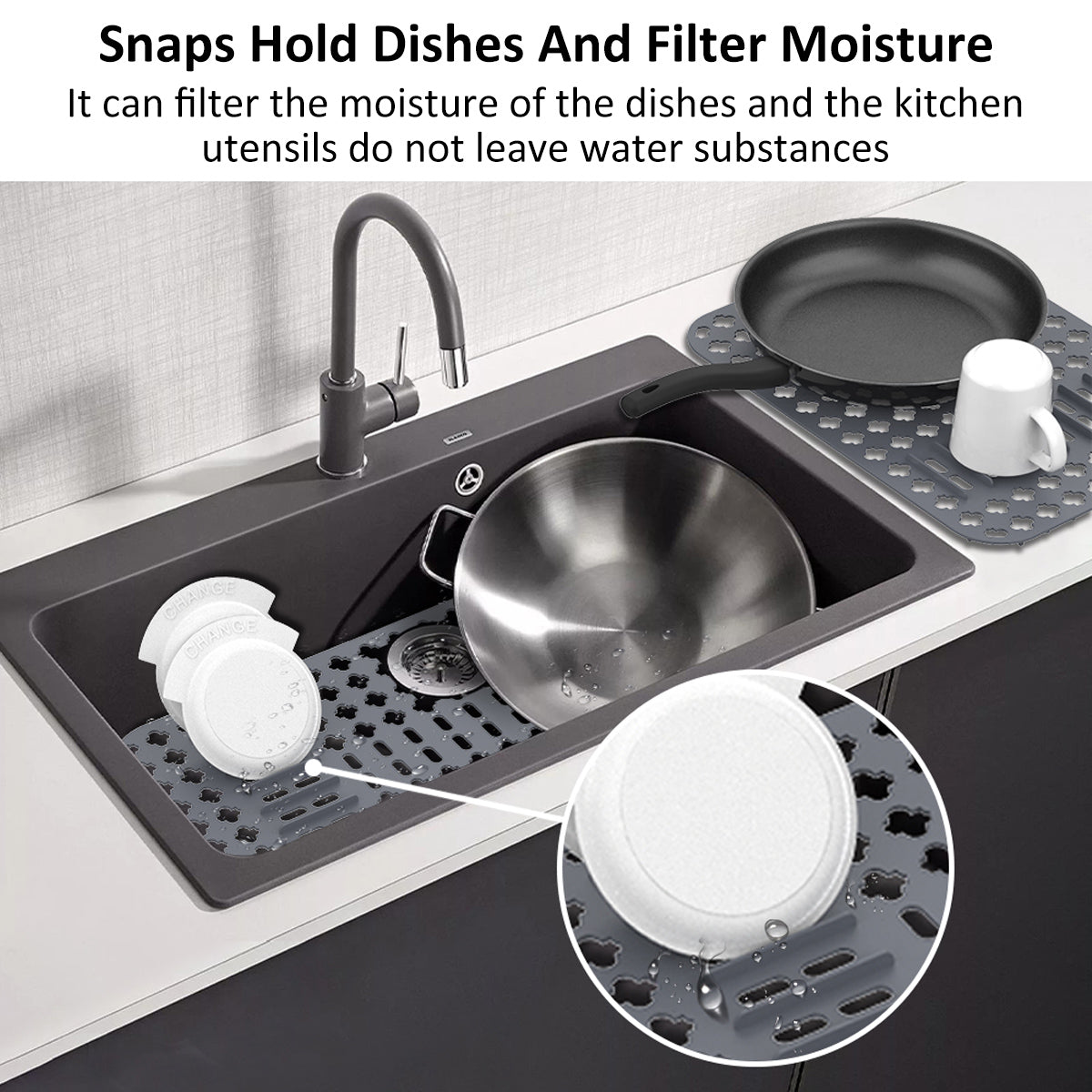 Nyidpsz Silicone Sink Protector Heat-Resistant Sink Liner Mat Anti-Slip Kitchen Sink Mats Large Sink Drainer Mat Reusable Portable