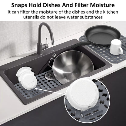 Nyidpsz Silicone Sink Protector Heat-Resistant Sink Liner Mat Anti-Slip Kitchen Sink Mats Large Sink Drainer Mat Reusable Portable