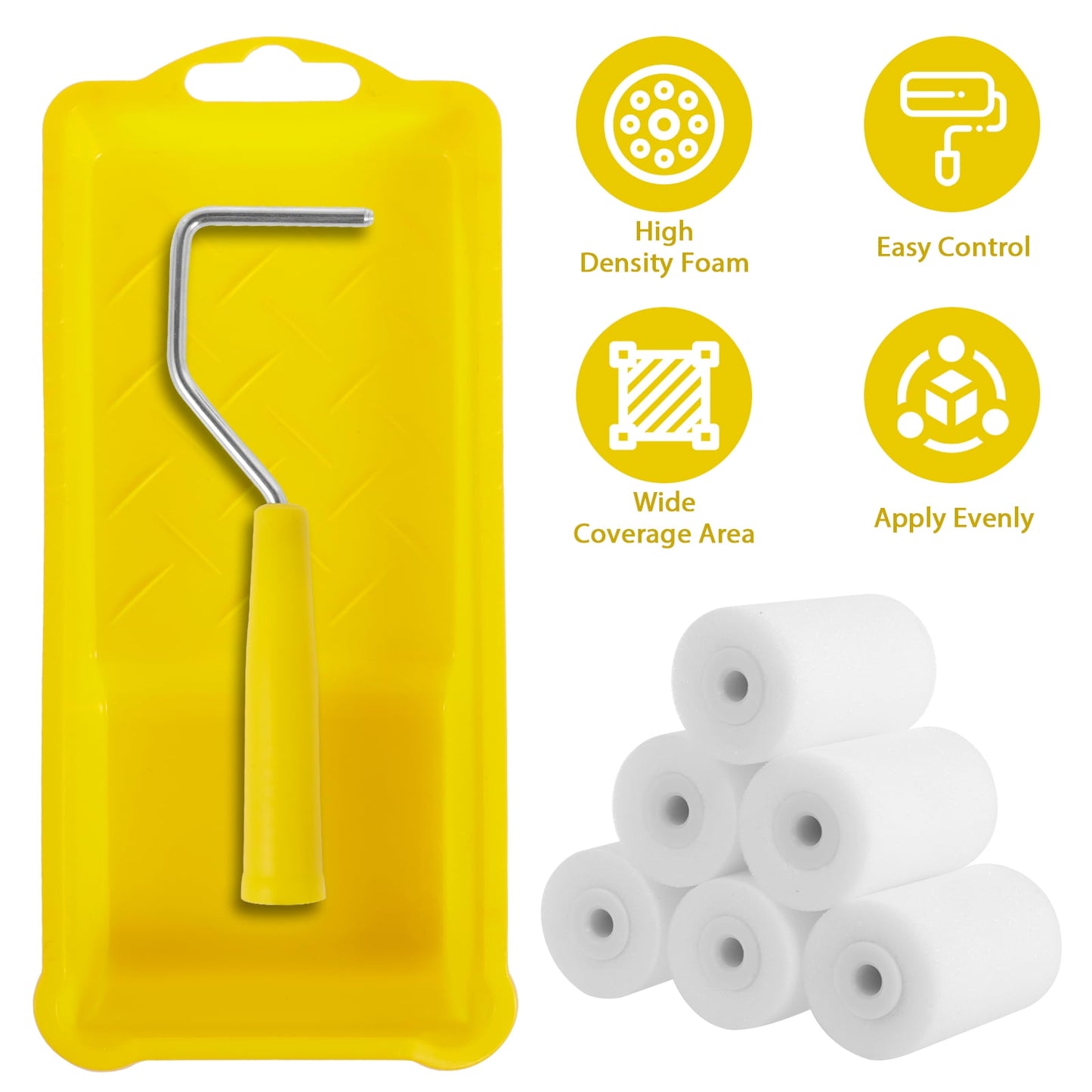 Qenwkxz 8Pcs Paint Roller Set 2inch Mini Foam Paint Roller with Handle and Paint Trays High-Density Foam Paint Roller Paint Roller Painting Decorating Kit Home Wall Ceiling Decoration Repair