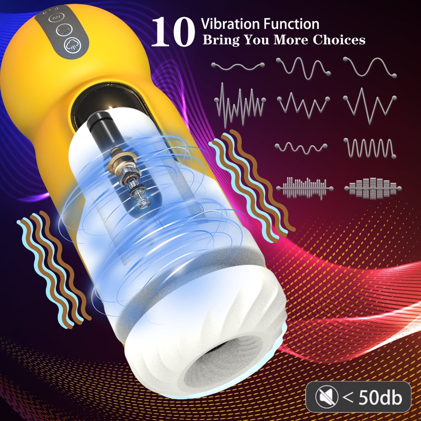 LETHIME Male Masturbator Cup Sex Toys with 10 Vibrating & 4 Sucking & Voice Function & Heating Modes LED Stroker Adult Toy for Men Self-Pleasure Masturbation
