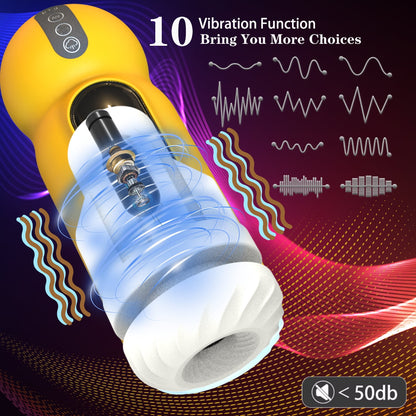 LETHIME Male Masturbator Cup Sex Toys with 10 Vibrating & 4 Sucking & Voice Function & Heating Modes LED Stroker Adult Toy for Men Self-Pleasure Masturbation