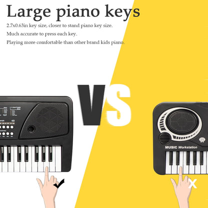 XTeduToys Keyboard Piano for Kids, 61 Keys Multifunction Electric Piano Keyboard Educational Instrument Toy for 3 4 5 6 7 8 9 10 11 12 Years Old Boys and Girls with Microphone (Black)