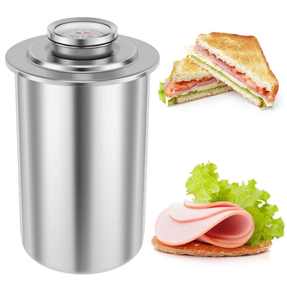 Pcapzz Ham Maker Stainless Steel Meat Press Cooker Large Capacity Ham Press Maker Round Shape Deli Meat Press Mold for Healthy Homemade Ham with Thermometer for Meat Pork Poultry