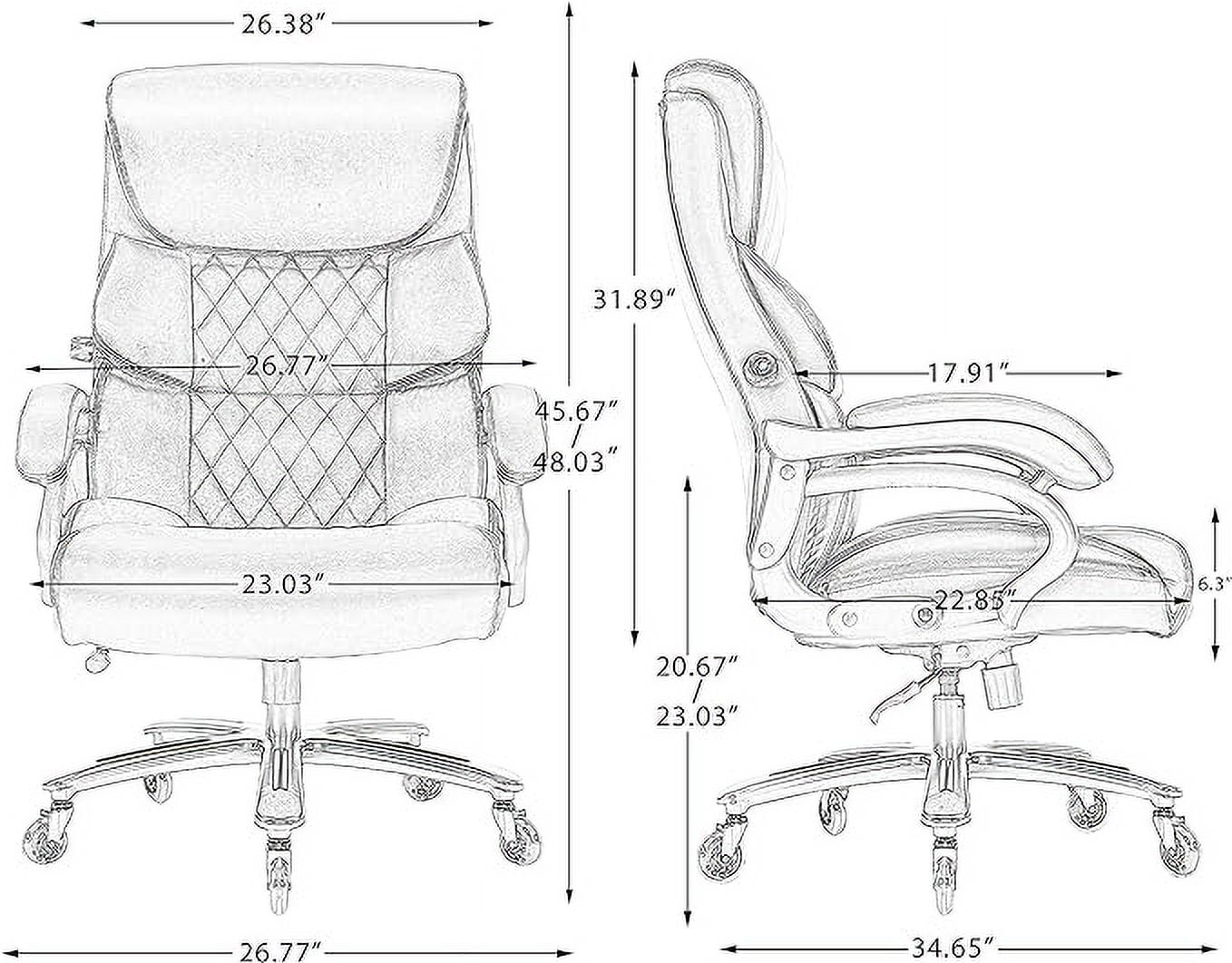 Big and Tall Office Chair 500 LBS, High Back Executive Office Chair for Heavy People, Adjustable Swivel Desk Chair, PU Leather Computer Chair with Extra Wide Seat for Home Office, Black