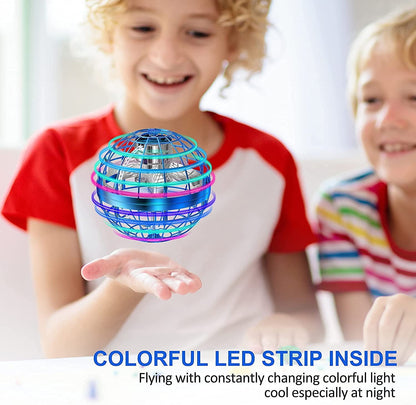Flying Ball Toys Hover Orb, 2022 Upgraded Rechargeable Controller Mini Drone, 360Rotating Soaring Hand Operated Safe UFO Toys Cool Things with LED Lights for Kids Adults Outdoor Indoor(Blue)