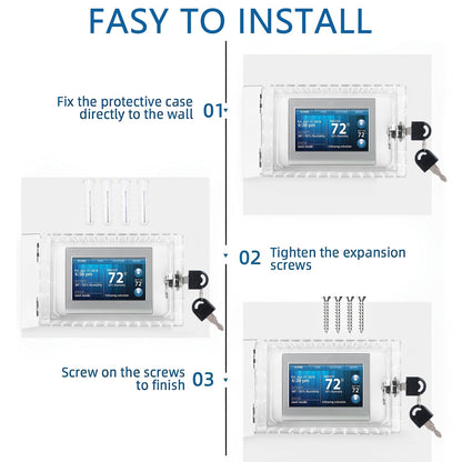 Universal Thermostat Lock Box with Key Clear Acrylic Thermostat Cover Guard with Lock Easy to Install for Home Office School Restaurant 4.7 x 7.3 x 2.2 Inches